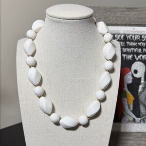 Vintage White Beaded Beautiful Statement Necklace